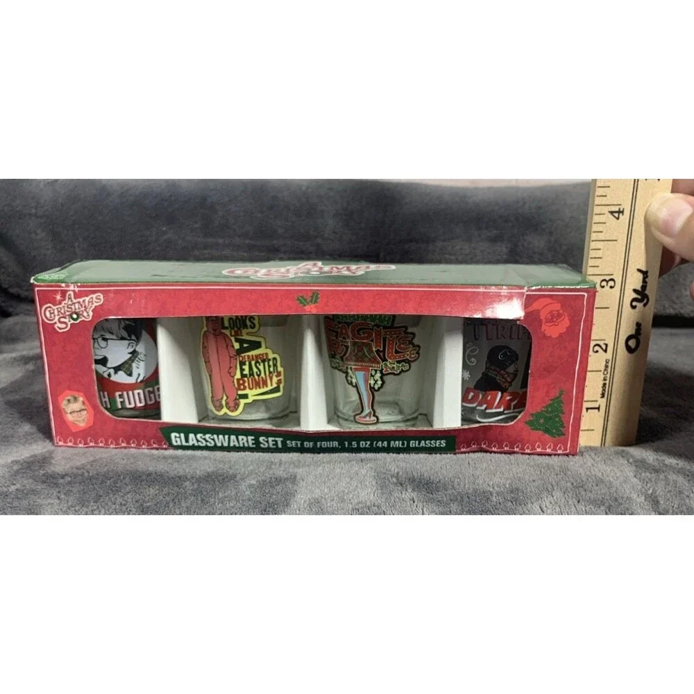 A Christmas Story Movie Glassware Set Of Four 1.5 Oz Shot Glass Ralphie Holiday
